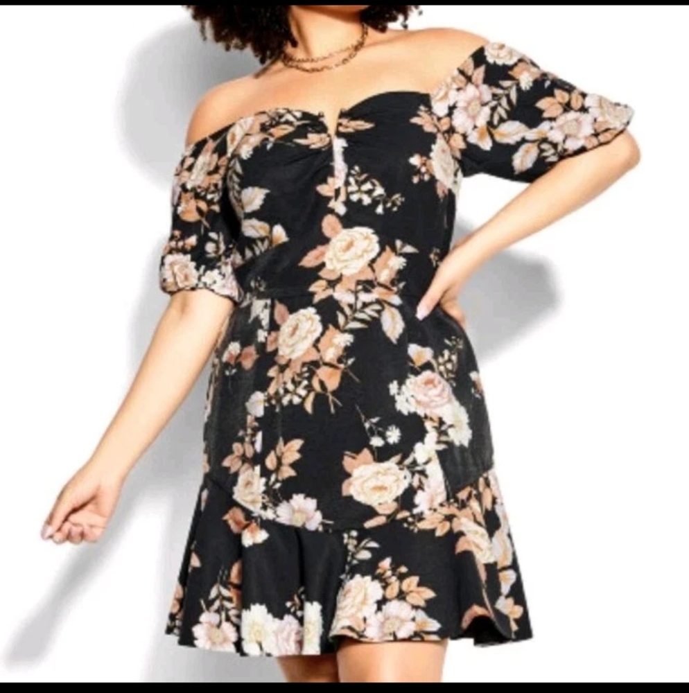 NWT City Chic Size 16 Floral Off Shoulder Dress